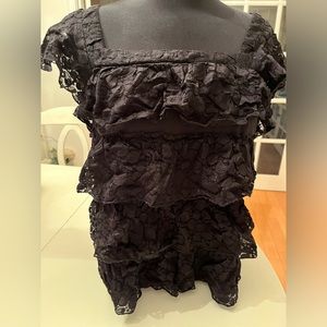 Black Ruffle and lace top by apartment nine
